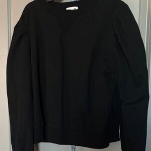 Sugarlips Puff Sleeve Black Crewneck Sweater